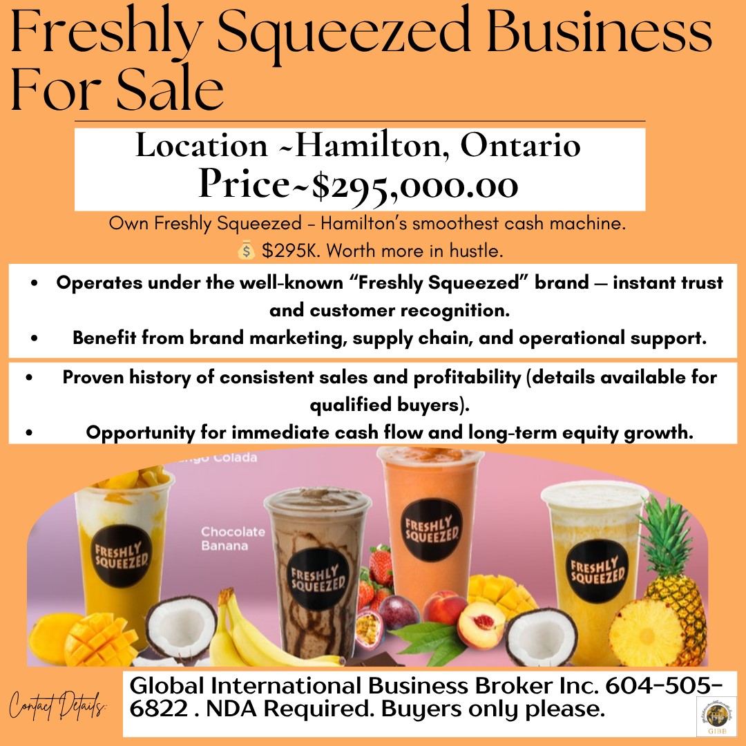 Turnkey Juice Bar in Prime Hamilton Location